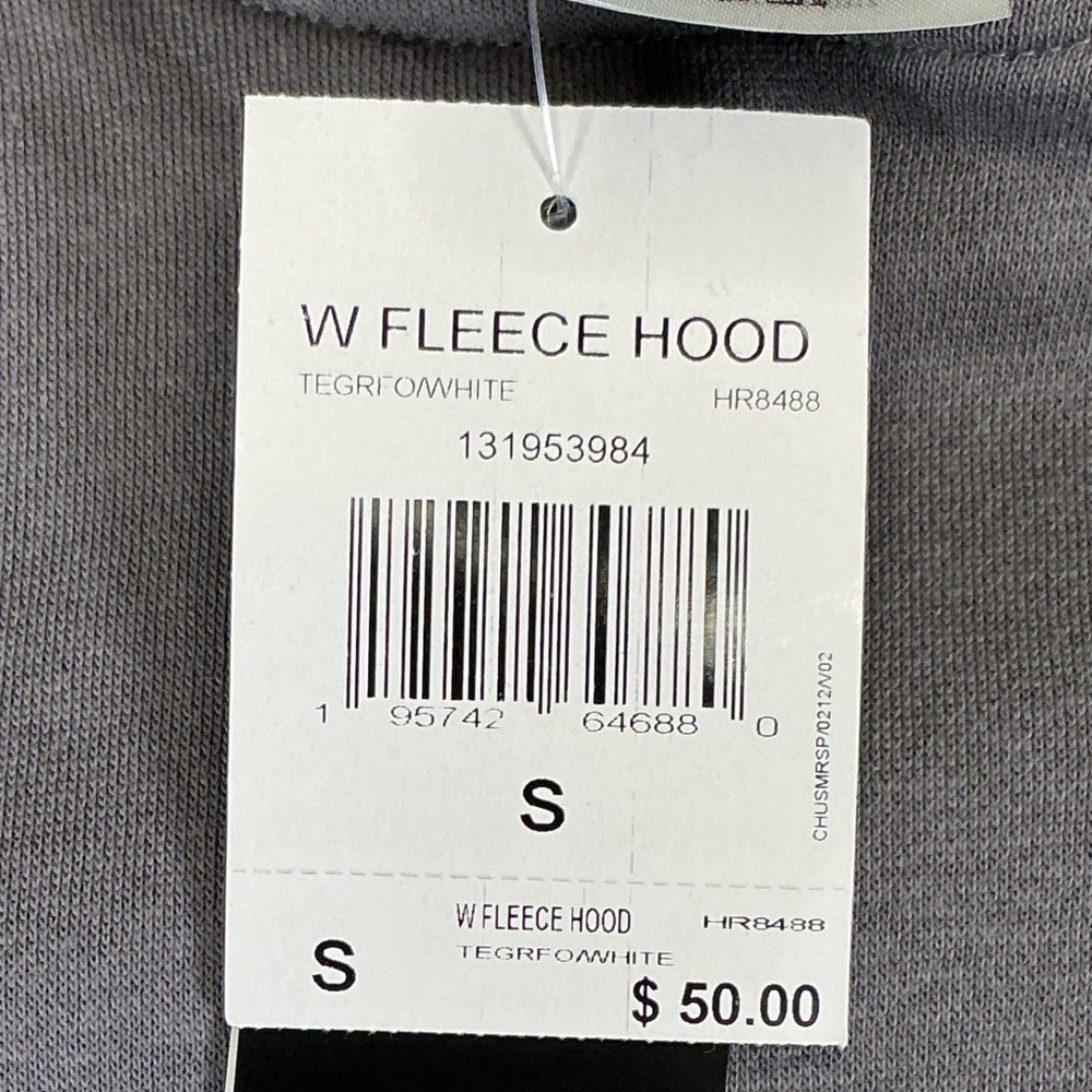 Adidas Fleece Hoodie Womens Small Gray Pullover Pocket Logo Athletic Casual - Picture 6 of 9